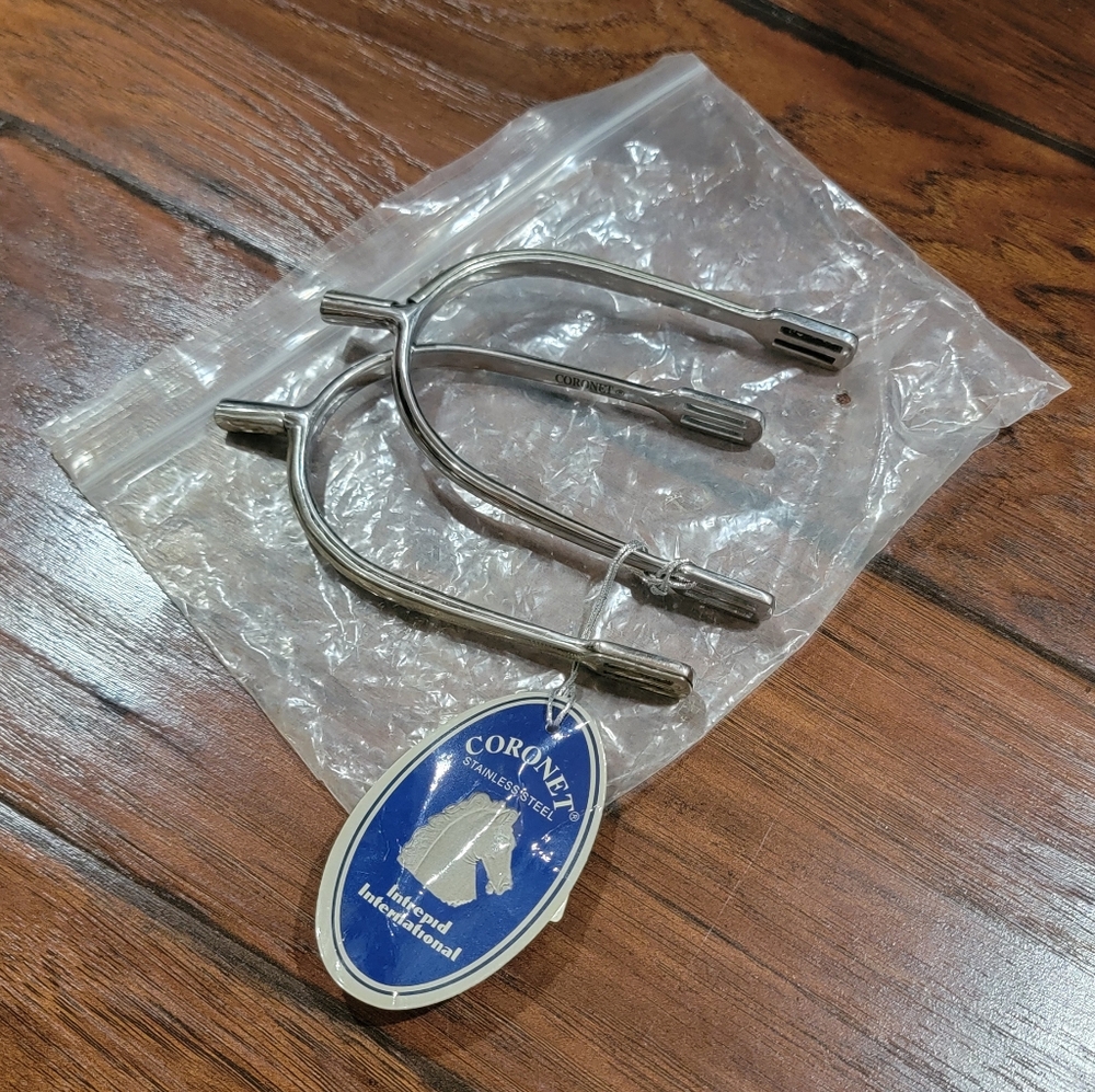 Coronet stainless steel engraved mens spurs